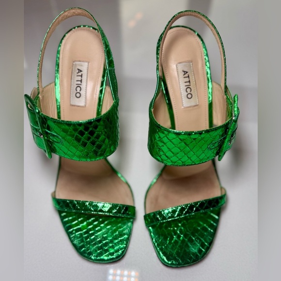 The ATTICO- Mariah Python Slingback Buckle Pump- GREEN- size 38 - Picture 2 of 8
